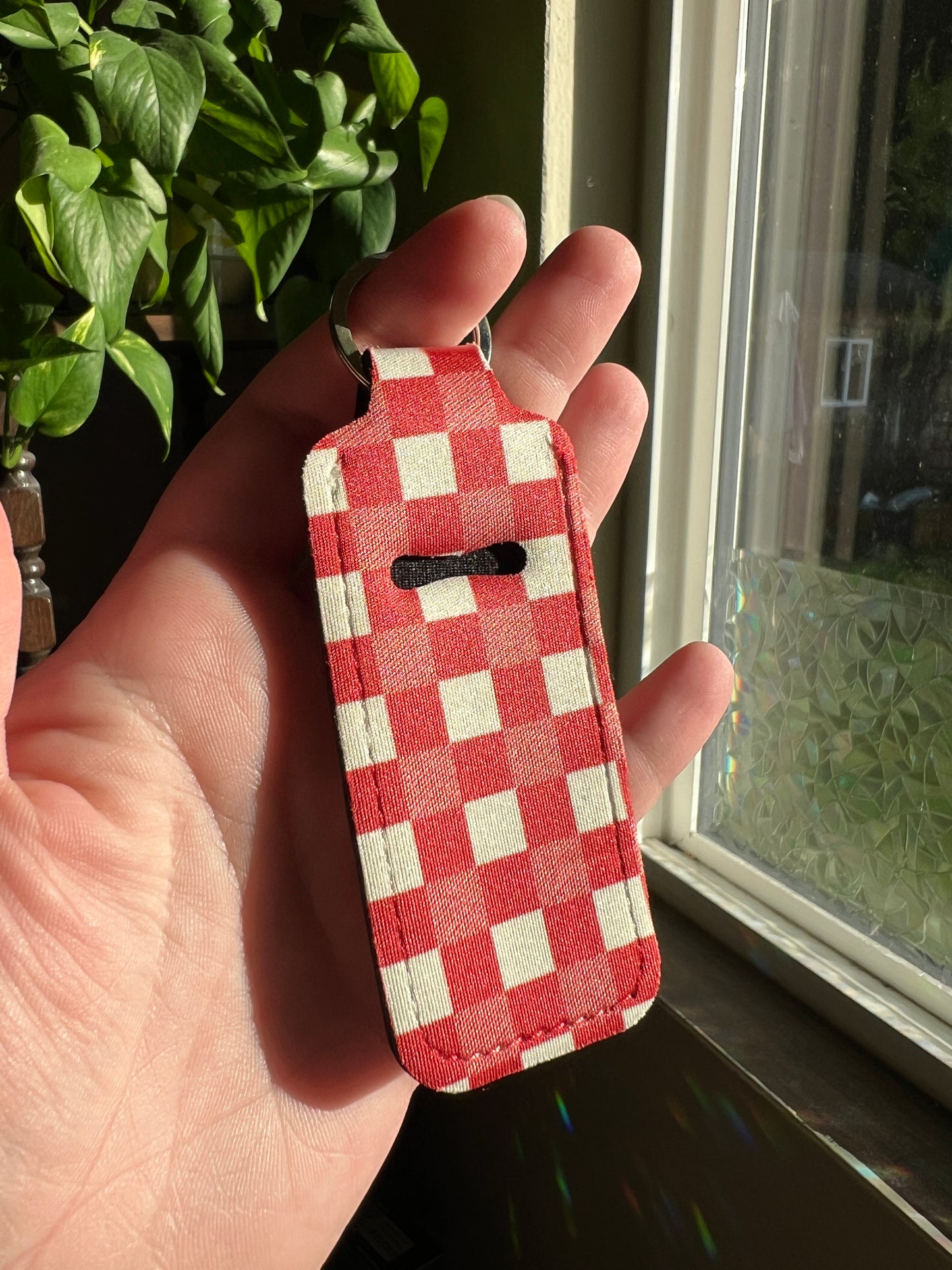 Red Gingham Chapstick Keeper