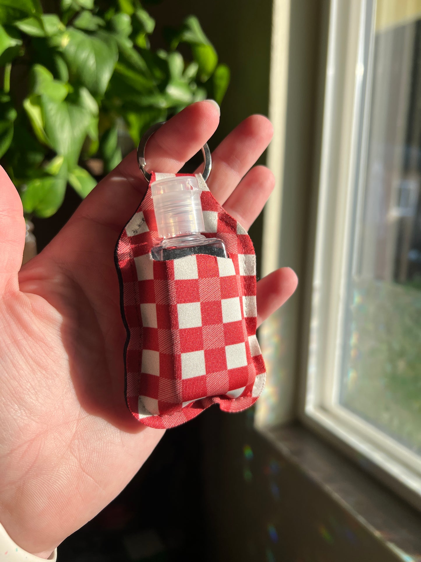 Red Gingham Sanitizer Keeper