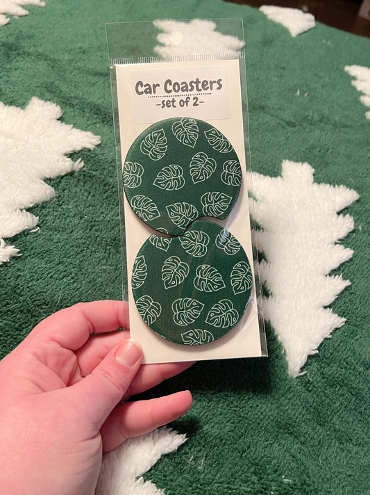 Monstera Car Coaster Set