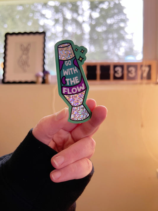 Go With The Flow Glitter Holographic Sticker