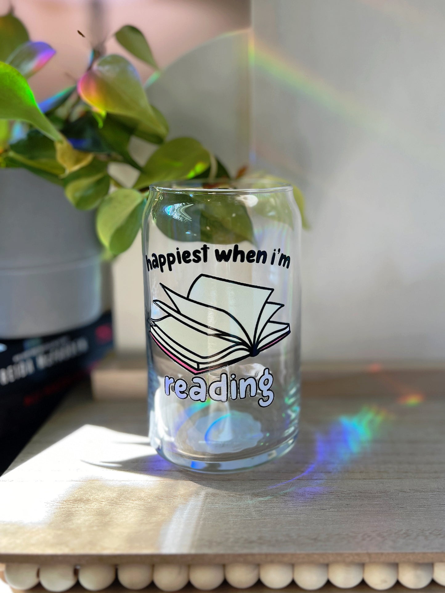 Happiest When I'm Reading Glass Can Cup