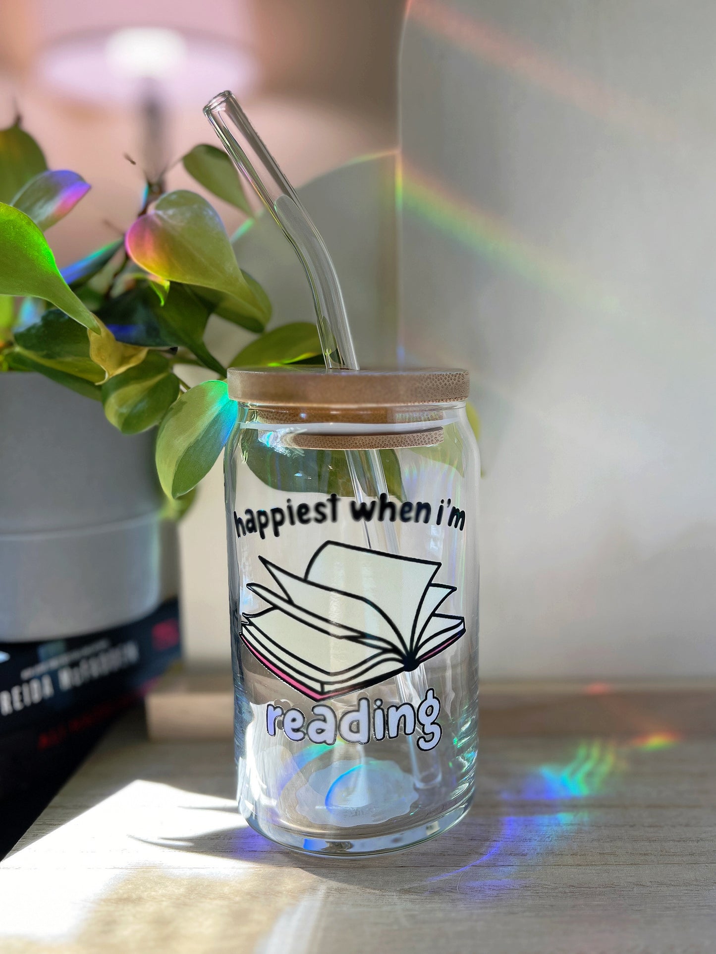 Happiest When I'm Reading Glass Can Cup