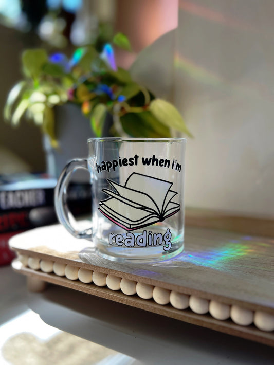 Happiest When I'm Reading Glass Mug