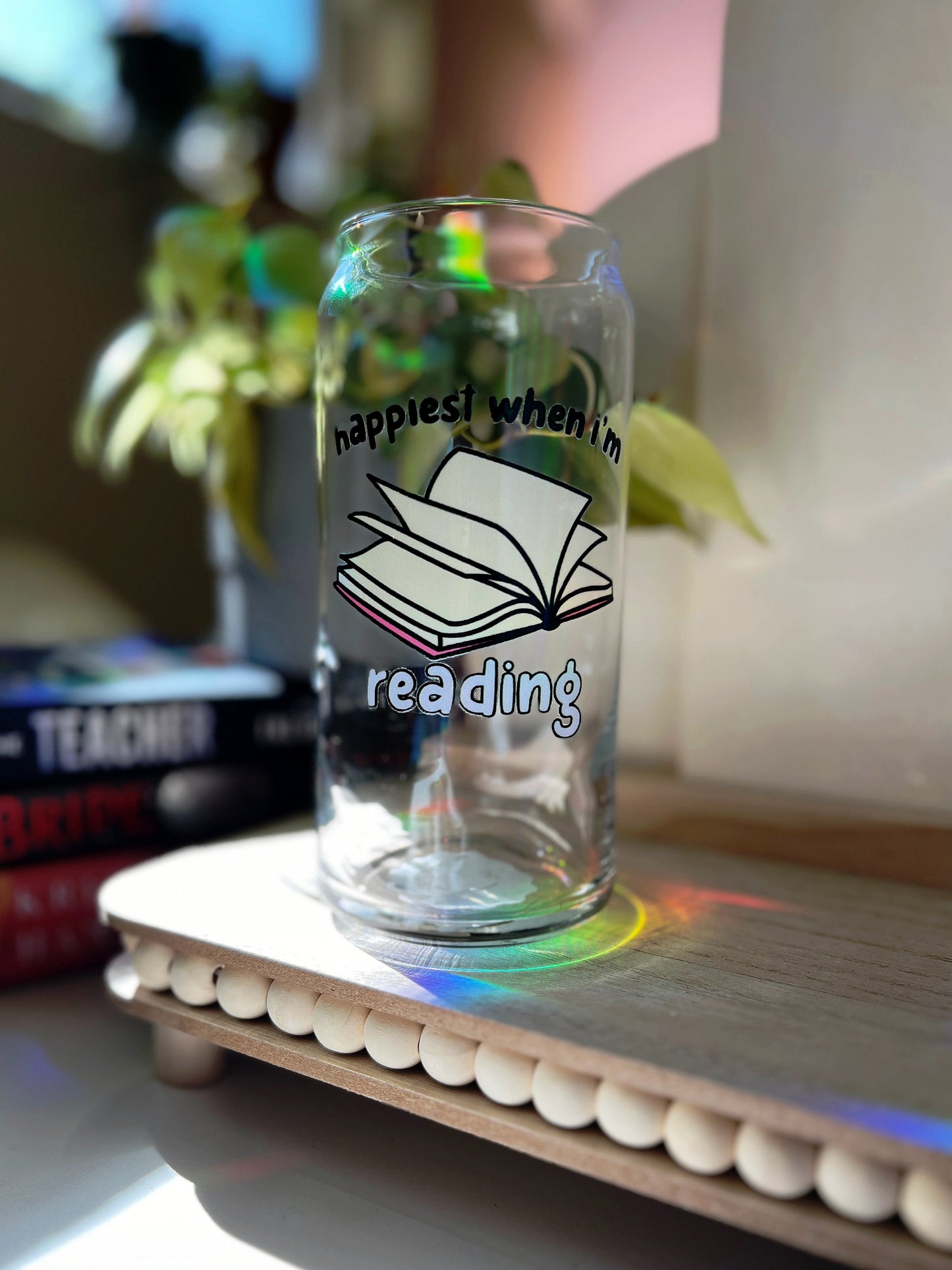 Happiest When I'm Reading Glass Can Cup