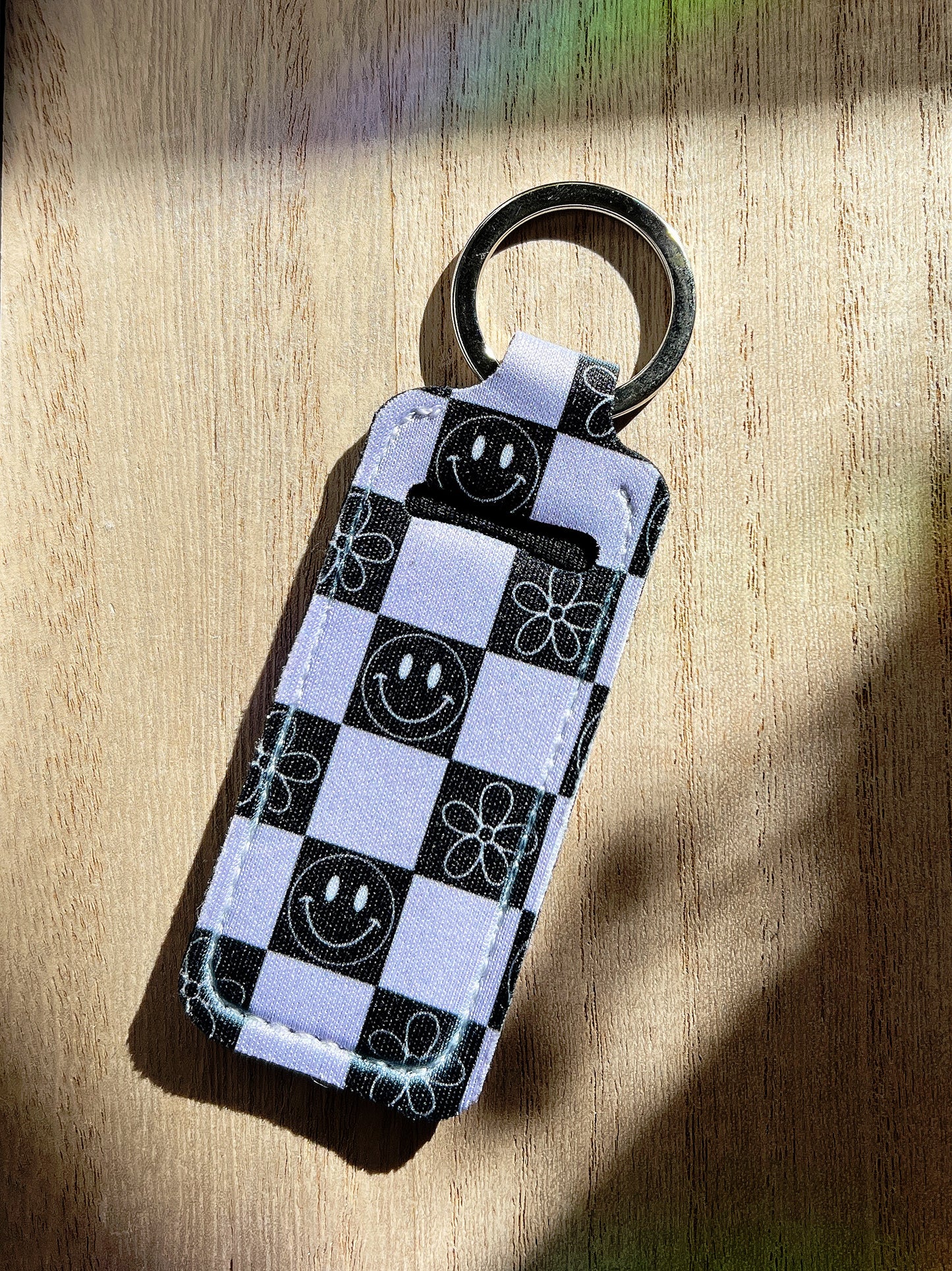 Flowers & Smiles Checker Chapstick Holder