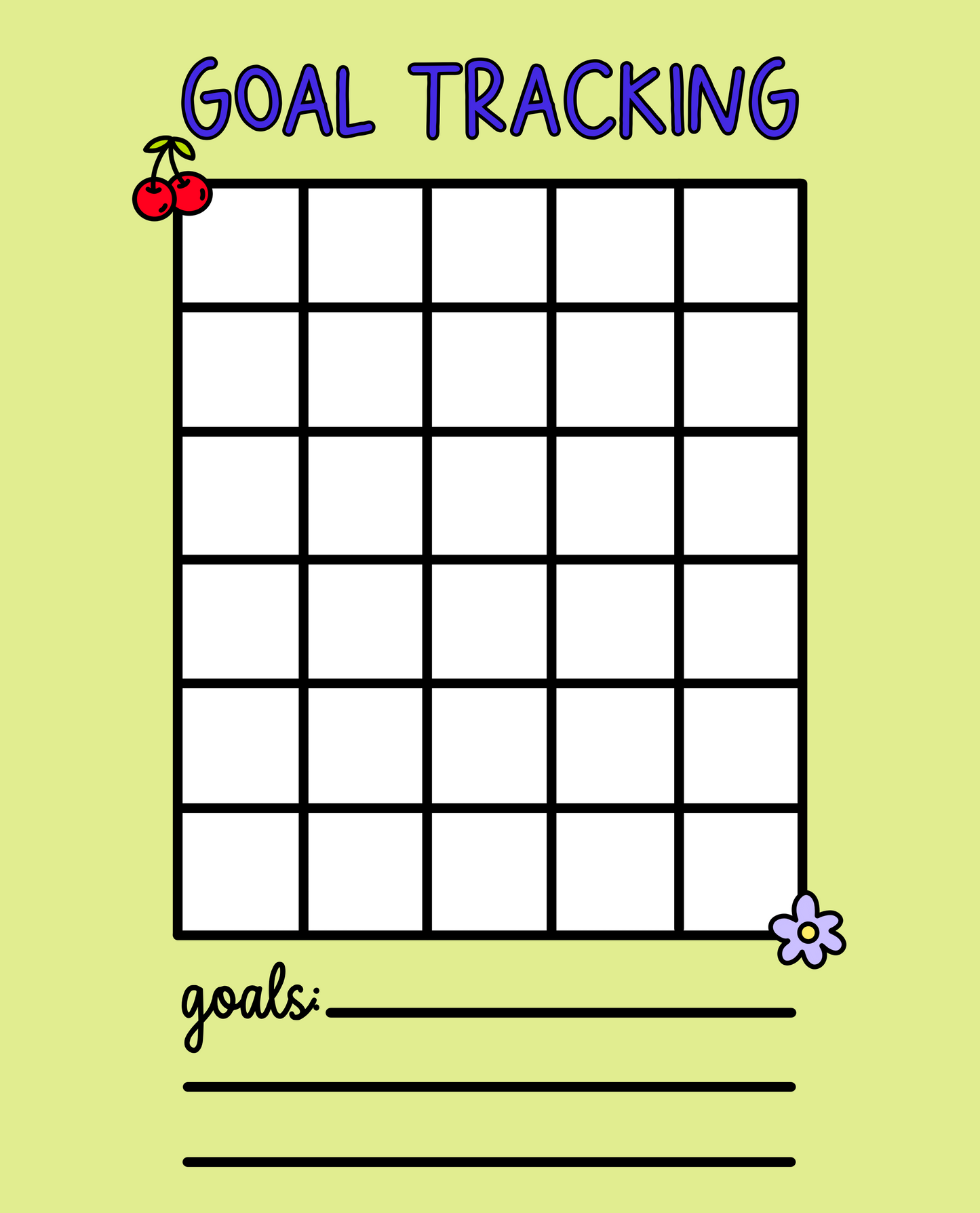 *Freebie* Green Goal Tracking Sheet