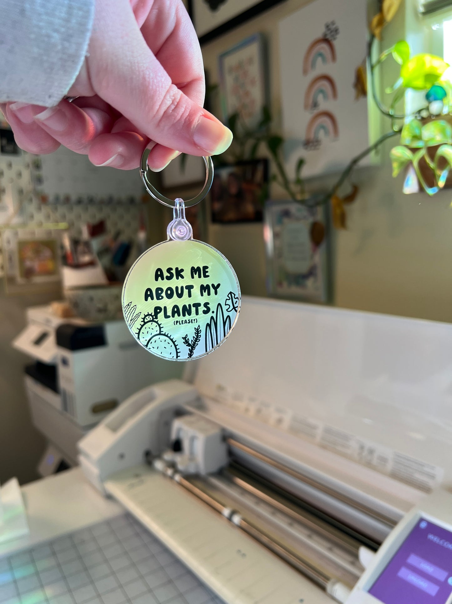 Ask Me About My Plants (Please!) Keychain