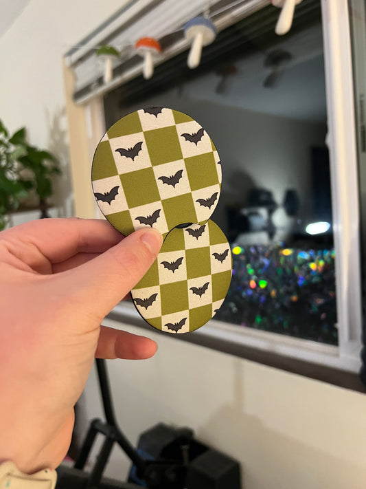 Checkered Bats Car Coasters