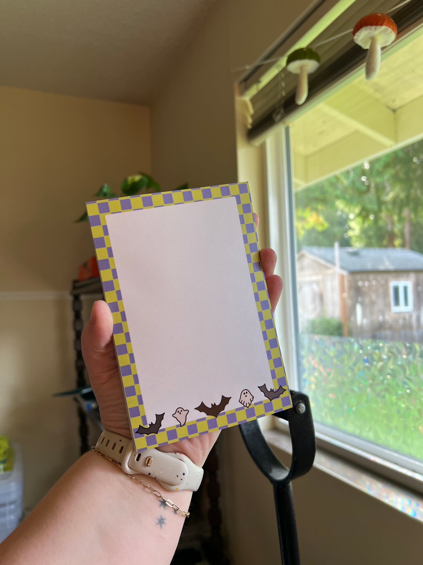 Spooky Checkered Sticky Note Pad