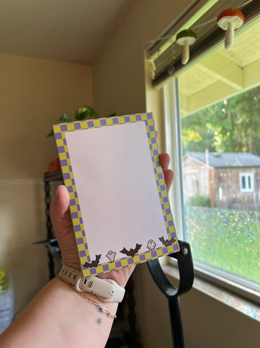 Spooky Checkered Sticky Note Pad