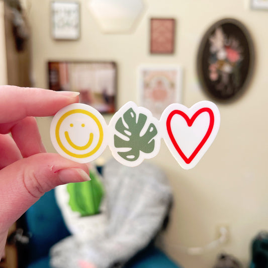 Happy Monstera Heart Sticker